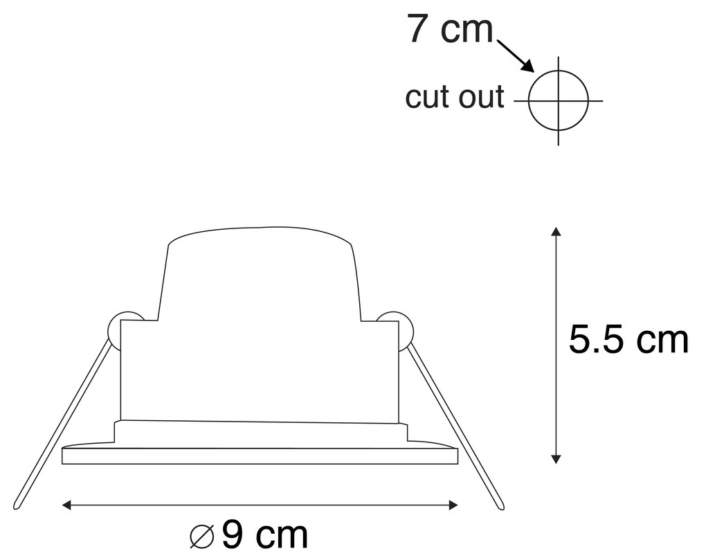 Set van 6 inbouwspots zwart incl. LED 3-staps dimbaar IP65 - Blanca