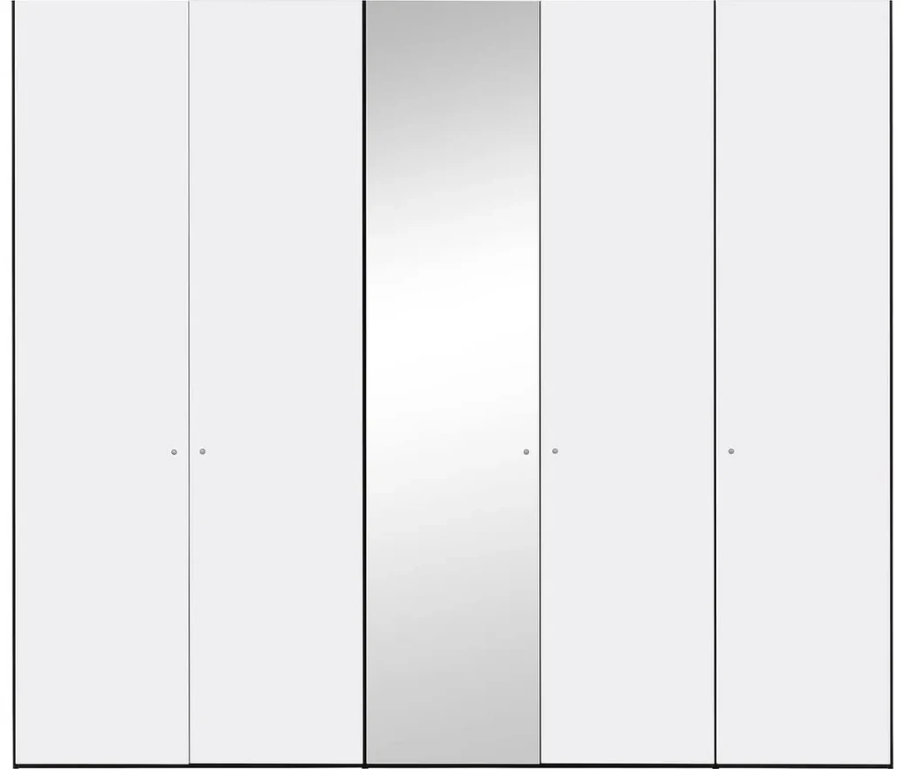 Goossens Kledingkast Easy Storage Ddk, Kledingkast 253 cm breed, 220 cm hoog, 4x draaideur en 1x spiegel draaideur midden