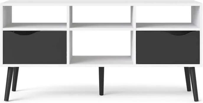 TV-meubel Delta 6 vaks - wit/mat zwart - 54,4x117,2x39x1 cm - Leen Bakker