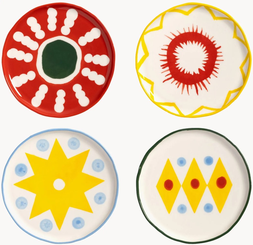 Handbeschilderde dessertborden Festivo, 4-delig