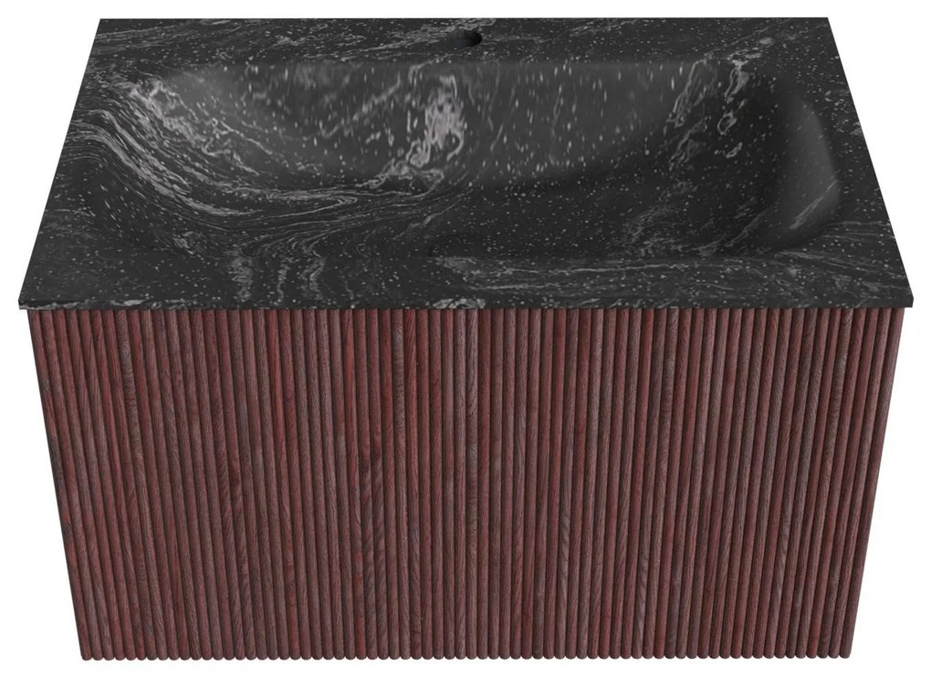 Mondiaz Kurve-dlux 70cm badmeubel ruby met 1 lade en wastafel big small midden 1 kraangat lava