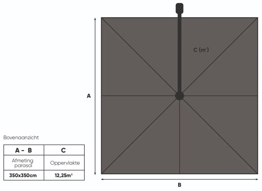 Platinum Challenger Telescope Zweefparasol premium - 3,5x3,5 cm. - Faded Black