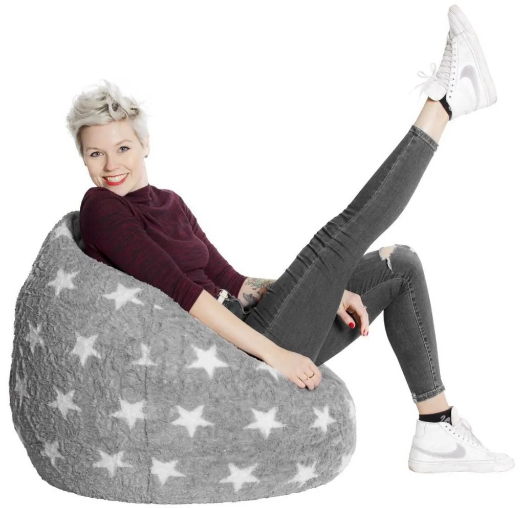 BeanBag Fluffy Stars XL - Grijs