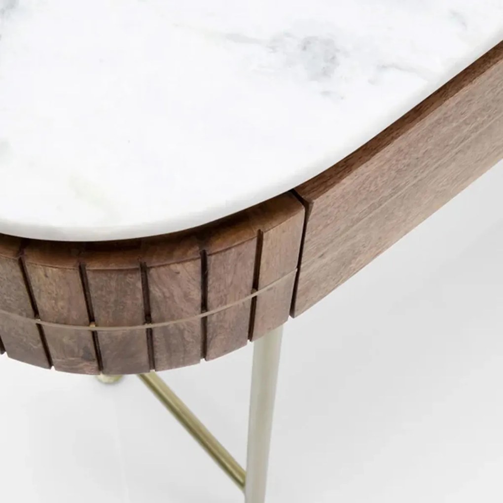 Sidetable Mangohout En Marmer - 100 X 30cm.