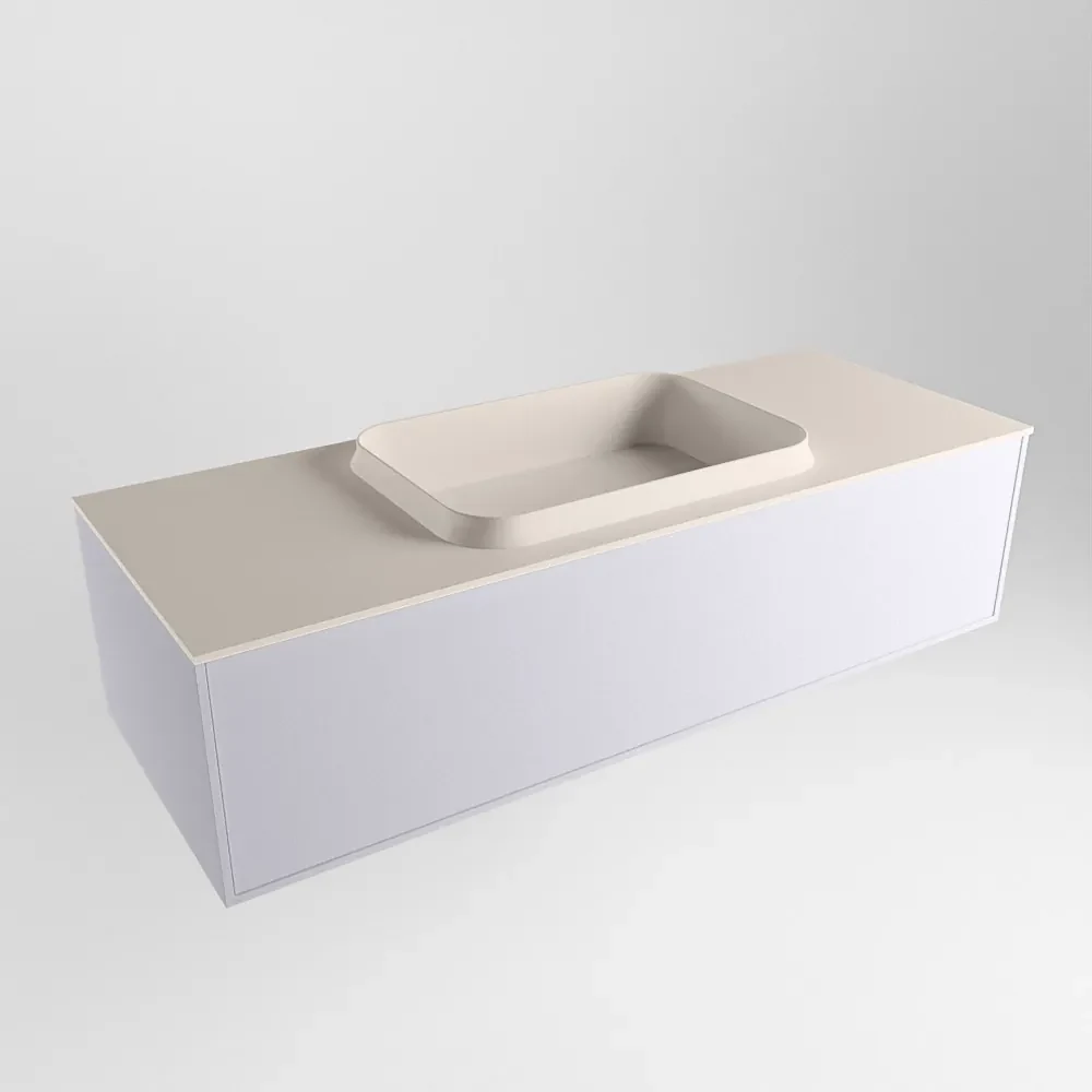 Mondiaz Erin 120cm badmeubel Cale met 1 lade en beige wastafel midden zonder kraangaten