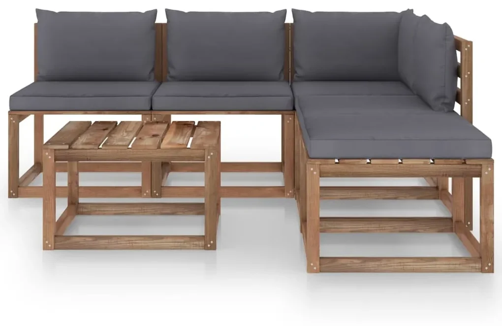vidaXL 6-delige Loungeset pallet met kussens geïmpregneerd grenenhout