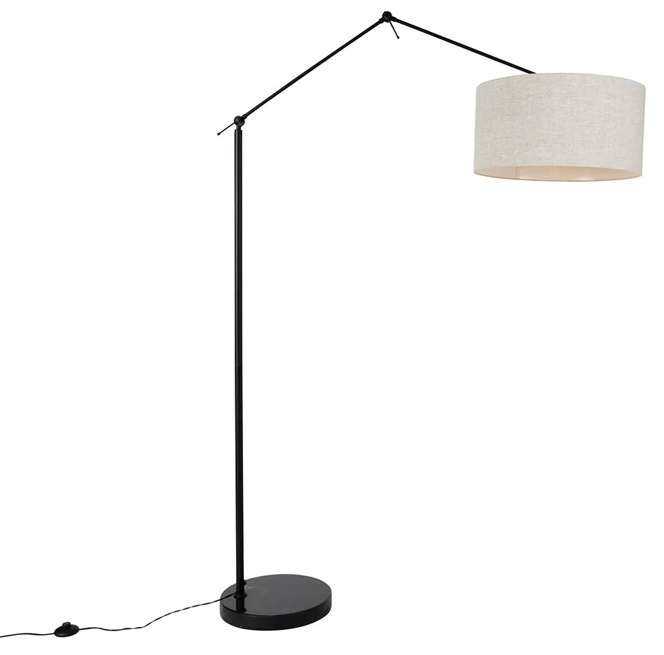Vloerlamp zwart met kap lichtgrijs 50 cm verstelbaar - Editor