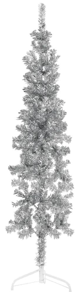 vidaXL Kunstkerstboom half met standaard smal 150 cm zilverkleurig