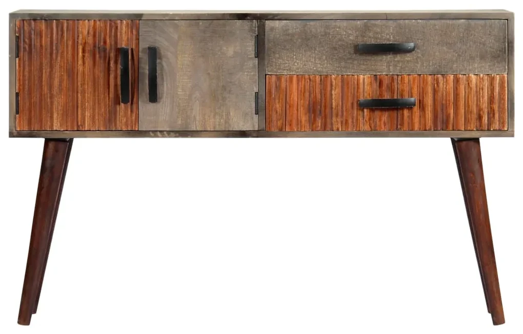 vidaXL Wandtafel 120x35x75 cm massief ruw mangohout grijs