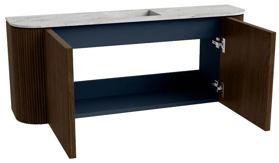 Mondiaz Joya DLux 105cm toiletmeubel ronding links/rechts walnut met wastafel faye midden 1 kraangat glace