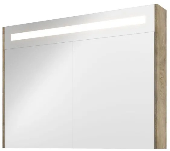 Proline Spiegelkast Premium met geintegreerde LED verlichting, 2 deuren 100x14x74cm Raw oak 1809451