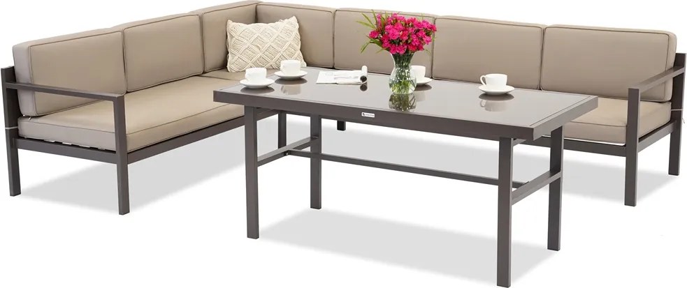 Tuinhoek met tafel Porto Comida 5 bruin Garden Point