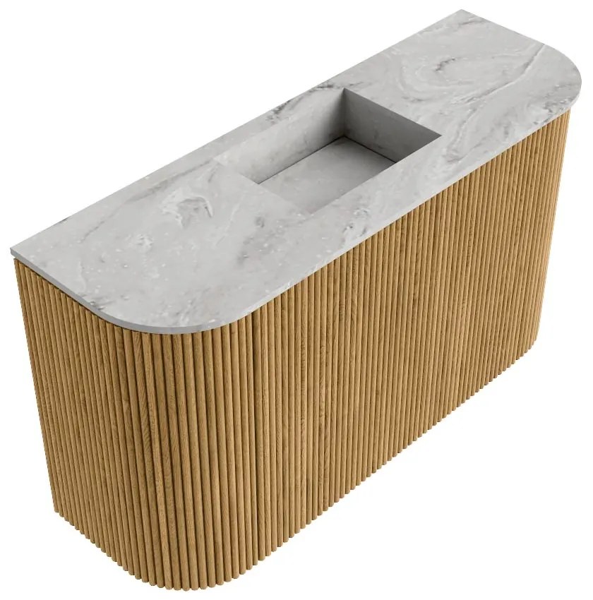 Mondiaz Joya DLux 75cm toiletmeubel ronding links/rechts oak met wastafel faye midden zonder kraangat glace