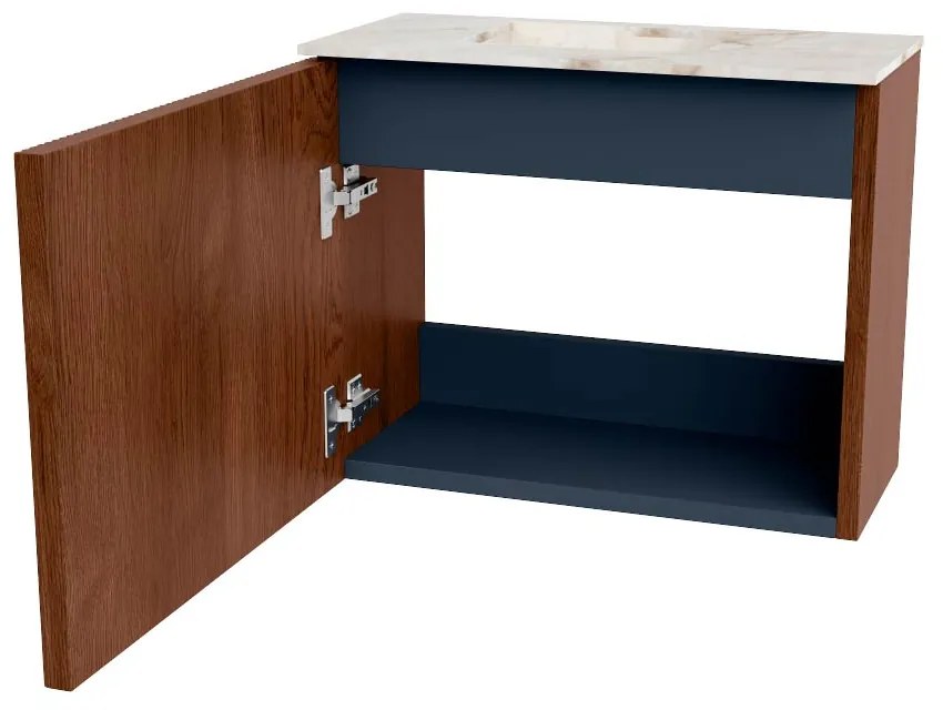 Mondiaz Joya DLux 50cm toiletmeubel ruby met wastafel faye links 1 kraangat frappe