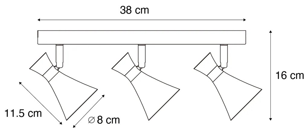 Moderne plafondSpot / Opbouwspot / Plafondspot zwart 3-lichts draai- en kantelbaar - Triangle Modern GU10 ovaal Binnenverlichting Lamp