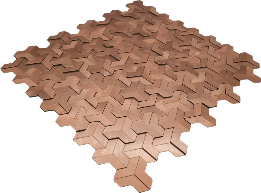 Zelfklevende Mozaïektegels Metaal | Trifold 3D Koper | 30,3×28 cm | Keuken, Bad & WC
