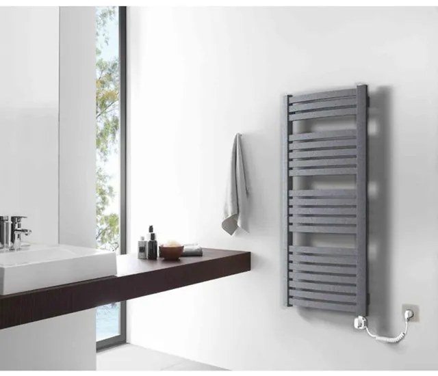 HR Badmeubelen Base Elektrische Designradiator - 56.5x6.6x121cm - aansluiting rechtsonder - 300 Watt - zwart mat 74024208