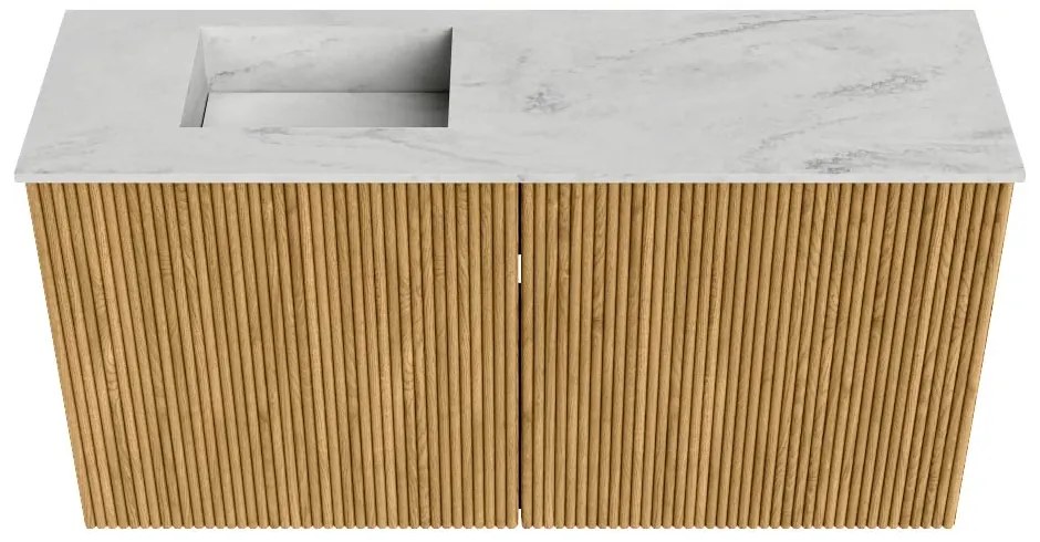 Mondiaz Joya DLux 80cm toiletmeubel oak met wastafel faye links zonder kraangat opalo
