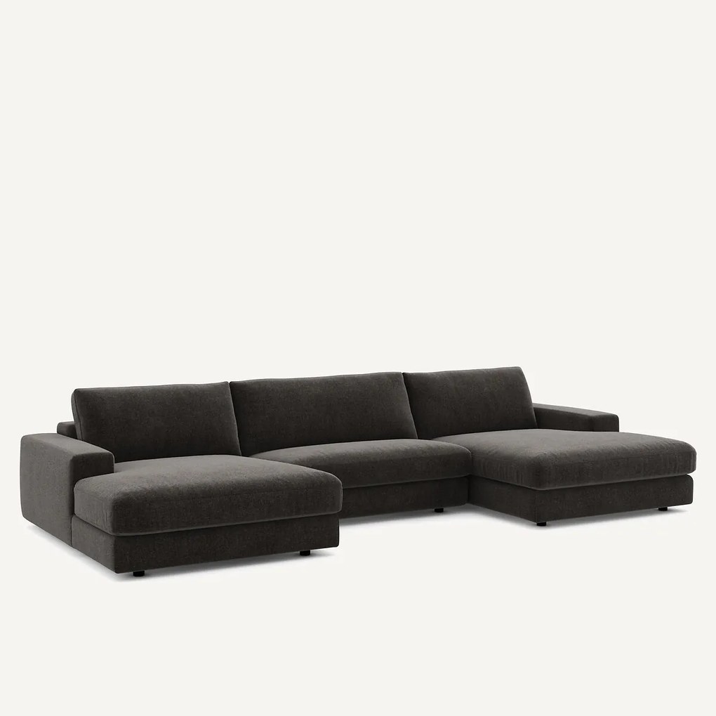 5-zits panoramabank fluweel chenille, Skander