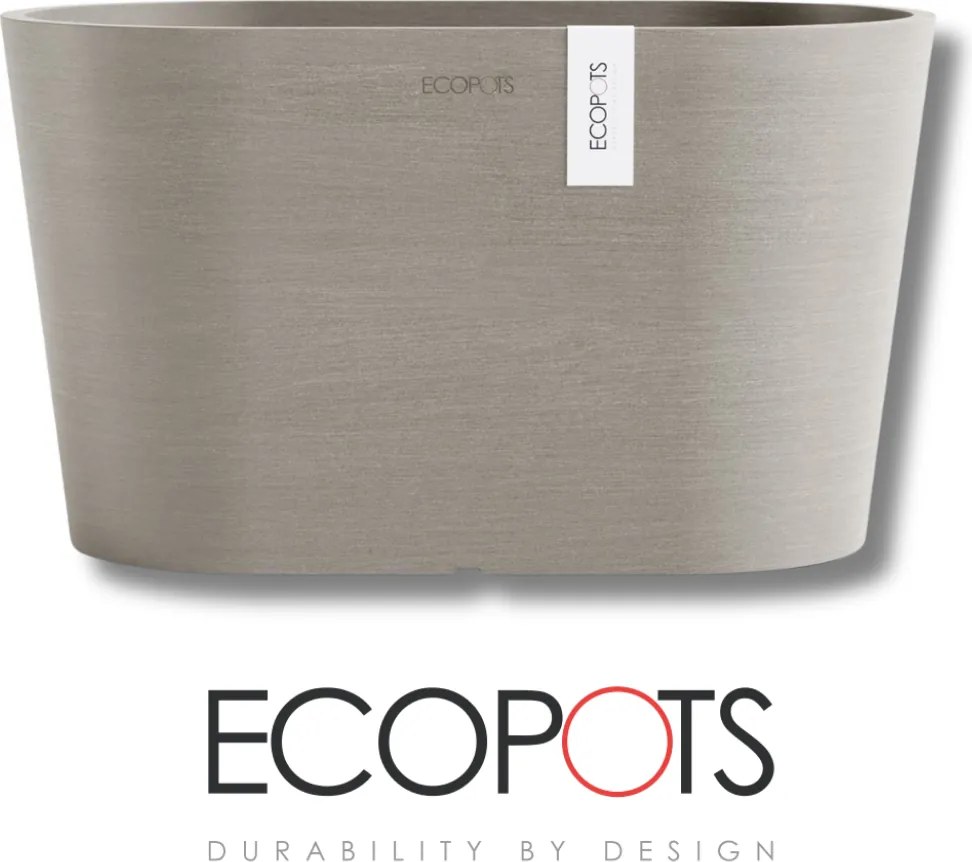 Ecopots bloempot Tokyo 30 met waterreservoir - Ovaal - Taupe - 30 x 17 x H17 cm