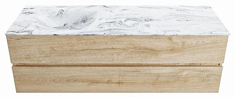 Mondiaz Vica DLux badmeubel 150cm washed oak 2 lades met wastafel glace links zonder kraangat