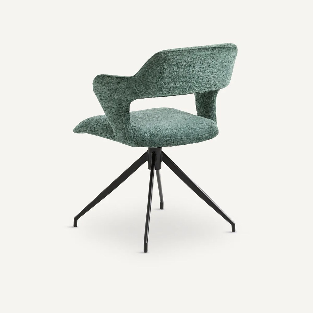 Draaibare tafelfauteuil in gevlamd fluweel rups effect, Asyar