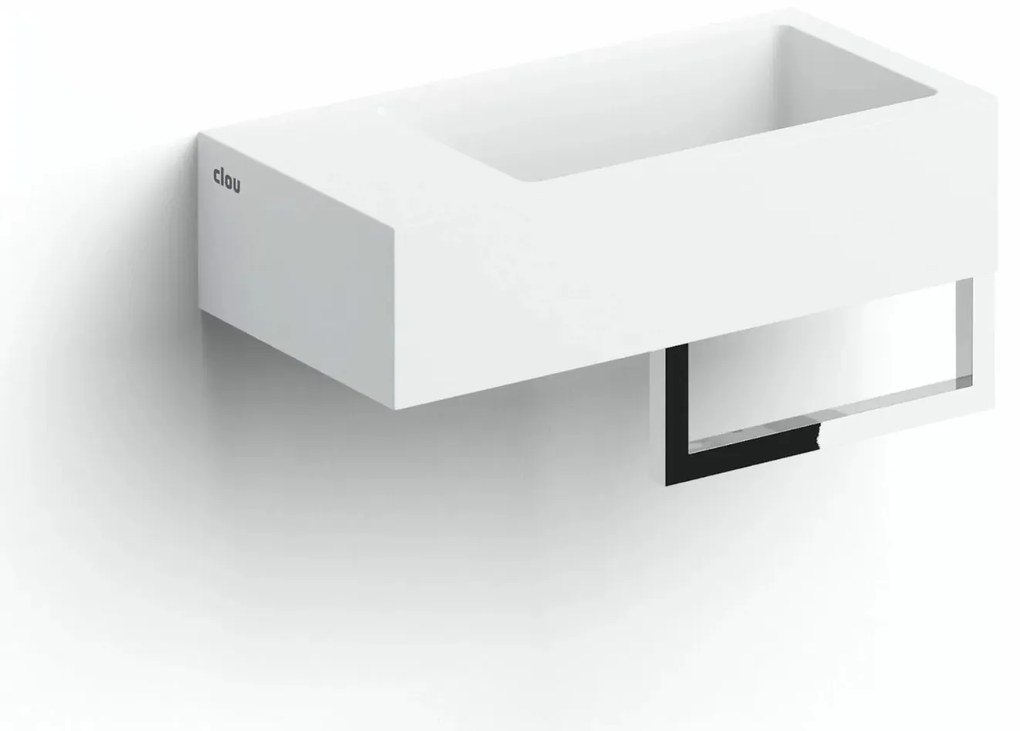 Clou Flush 3 fontein solid surface 36cm links met handdoekhouder wit mat