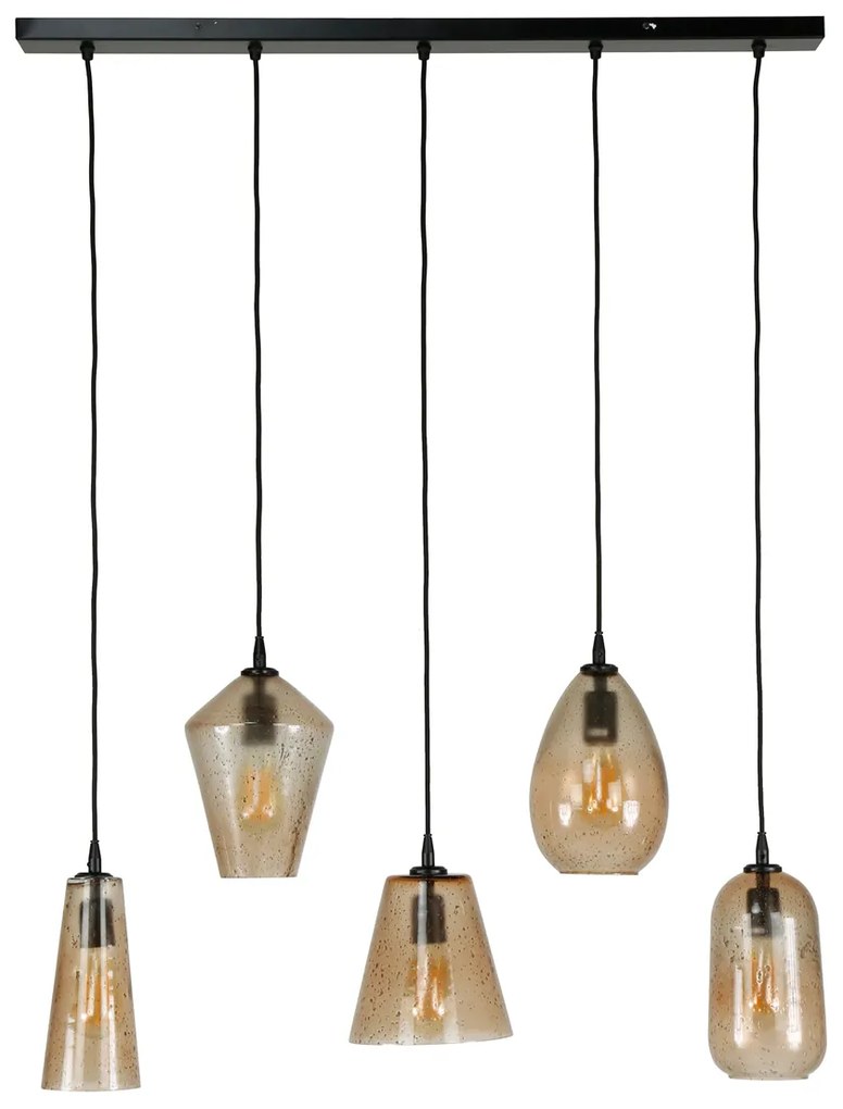 Luxe Hanglamp Met 5 Glazen Kappen
