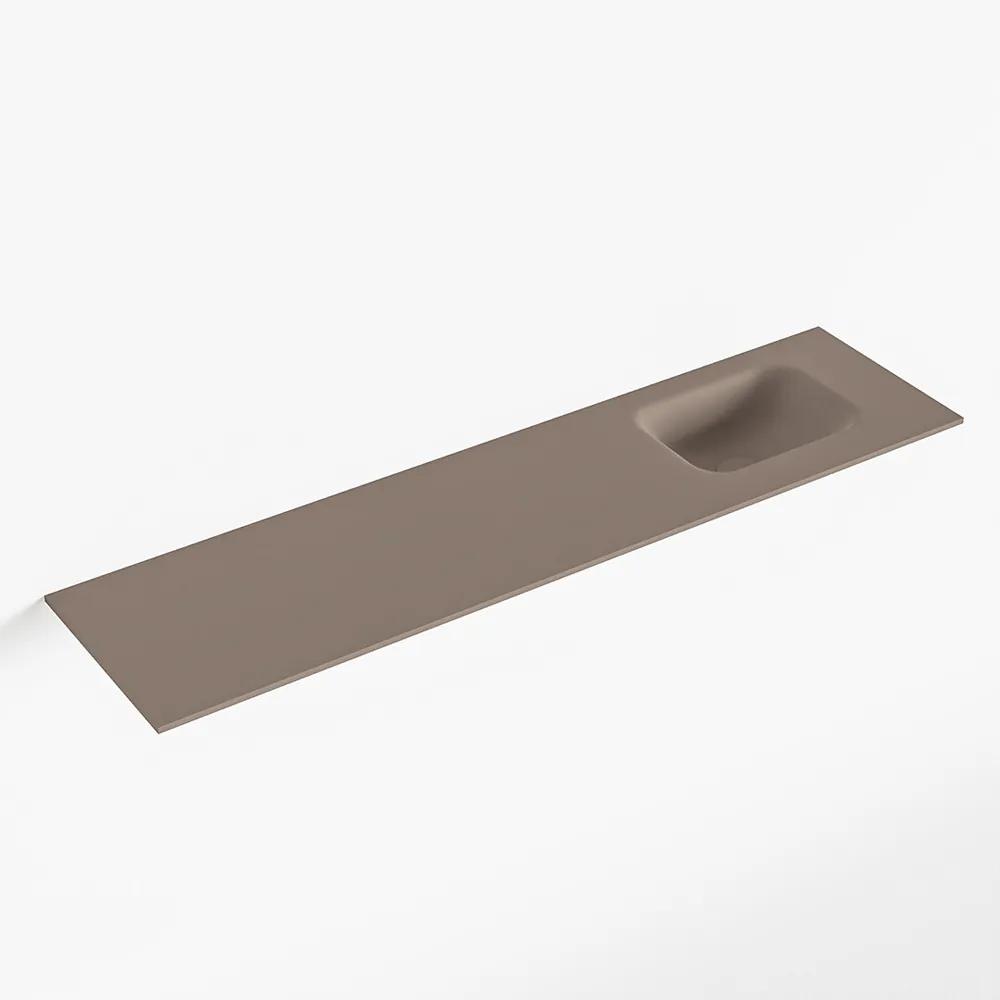 MONDIAZ LEX Smoke solid surface inleg wastafel voor toiletmeubel 120cm. Positie wasbak rechts