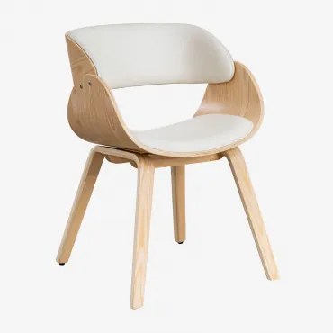 Set Van 4 Eetkamerstoelen Van Hout En Kunstleer Lorete Natuurlijk Hout - Sklum