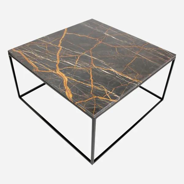 Marmeren Salontafel Vierkant - Zwart Goud - 60 x 60 cm