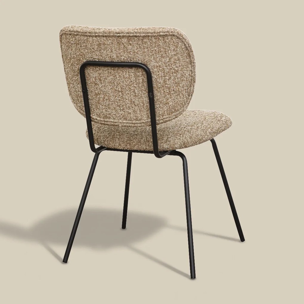 Moderne Eetkamerstoel Beige Boucle