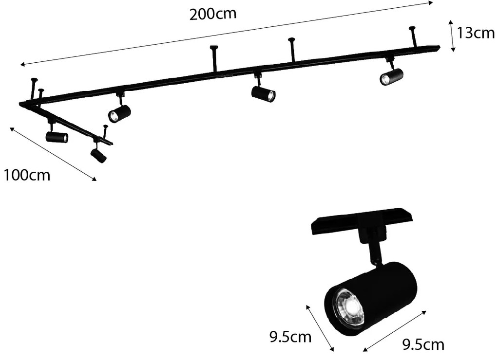 Modern hangend railsysteem met 5 Spot / Opbouwspot / Plafondspots wit 1-fase - Iconic Jeana GU10 Scandinavisch rond Binnenverlichting Lamp