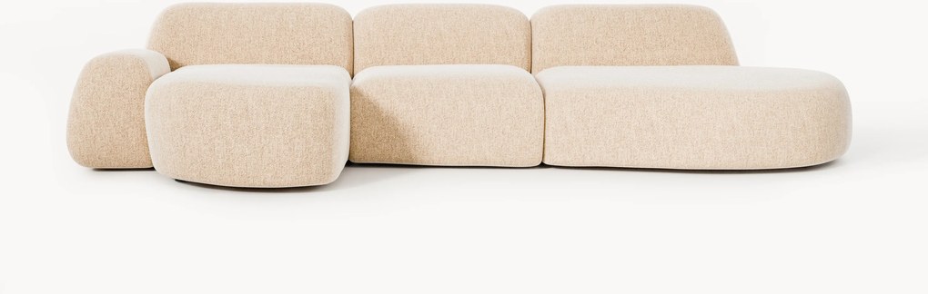 Modulaire bouclé hoekbank Wolke (4-zits) met chaise longue