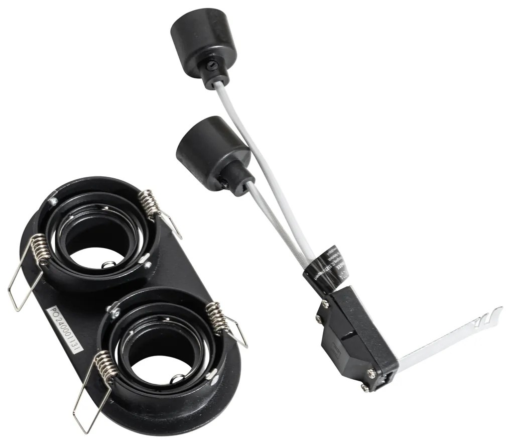 Afgeronde inbouwspot zwart GU10 35mm kantelbaar 2-lichts - Installa