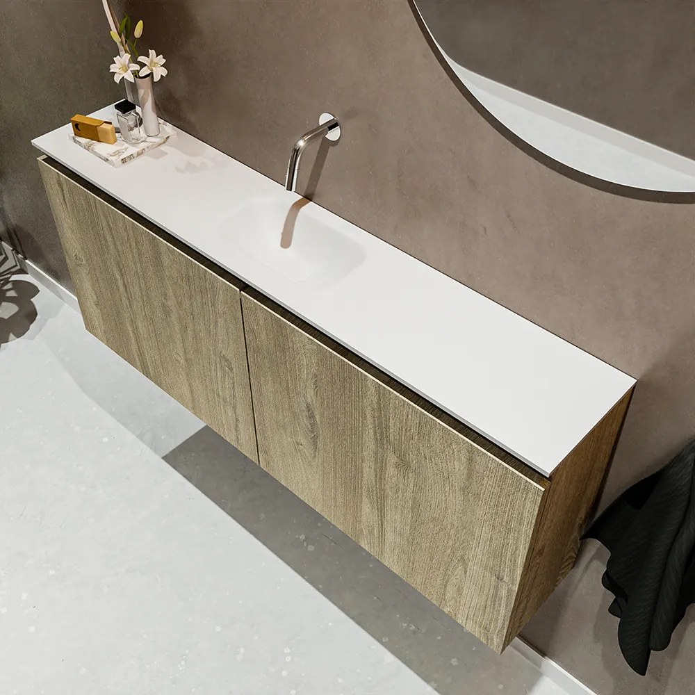 Mondiaz Ture 120cm toiletmeubel light brown grey met wastafel talc midden geen kraangat