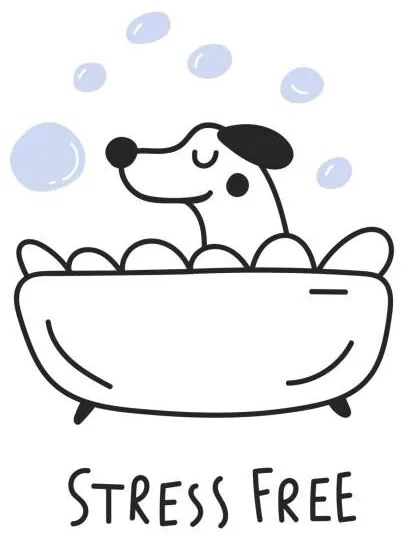 Ilustratie Cute dog taking a bath. Stress free., Igor Levin