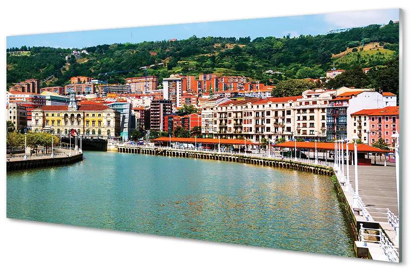 Foto op plexiglas Spanje city mountains river 100x50 cm