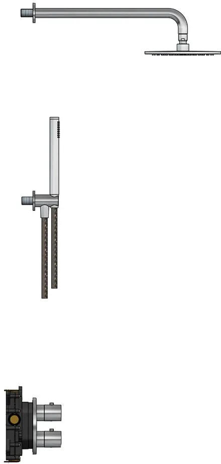 Hotbath Archie IBS30AIX inbouwdouche met staafhanddouche en dunne 20cm hoofddouche RVS