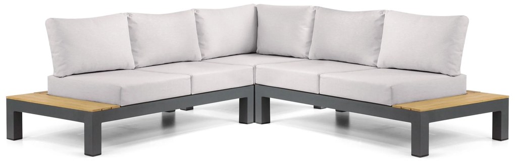 Loungeset 5 personen Aluminium/Teak Grijs Lifestyle Garden Furniture Vittoria
