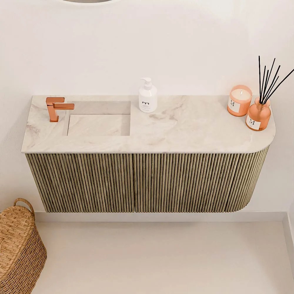 Mondiaz Joya DLux 80cm toiletmeubel ronding rechts dusk met wastafel faye links 1 kraangat frappe