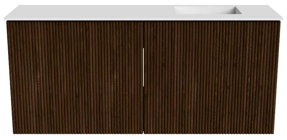 Mondiaz Joya 90cm toiletmeubel walnut met wastafel faye rechts zonder kraangat talc