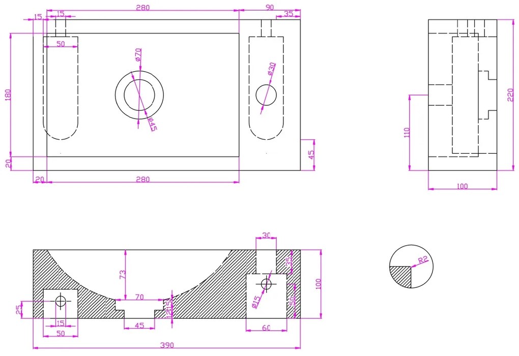 Fontana White Travertin toiletmeubel kasteel bruin
