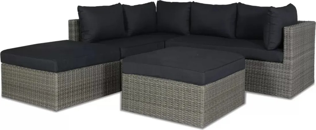 Baratti Hoek Loungeset Amalia - Antraciet & Grijs - Wicker - Baratti