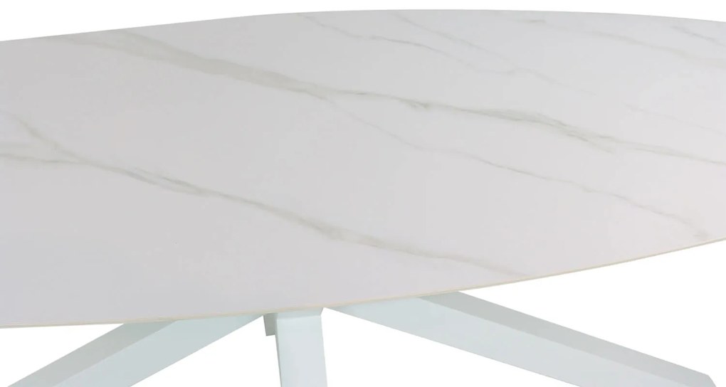 Dining Tuintafel ovaal 240 x 107 cm Aluminium/keramiek Wit Santika Ellisse