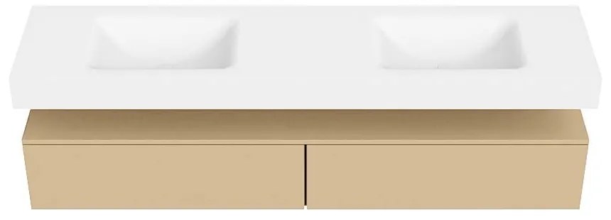 Zaro Alan badmeubel 190cm sand 2 lades met vrijhangende wastafel cloud dubbel 2 kraangaten talc