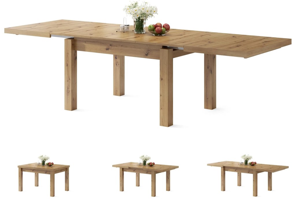 ROYAL eiken artisan, EETTAFEL, UITSCHUIFBAAR