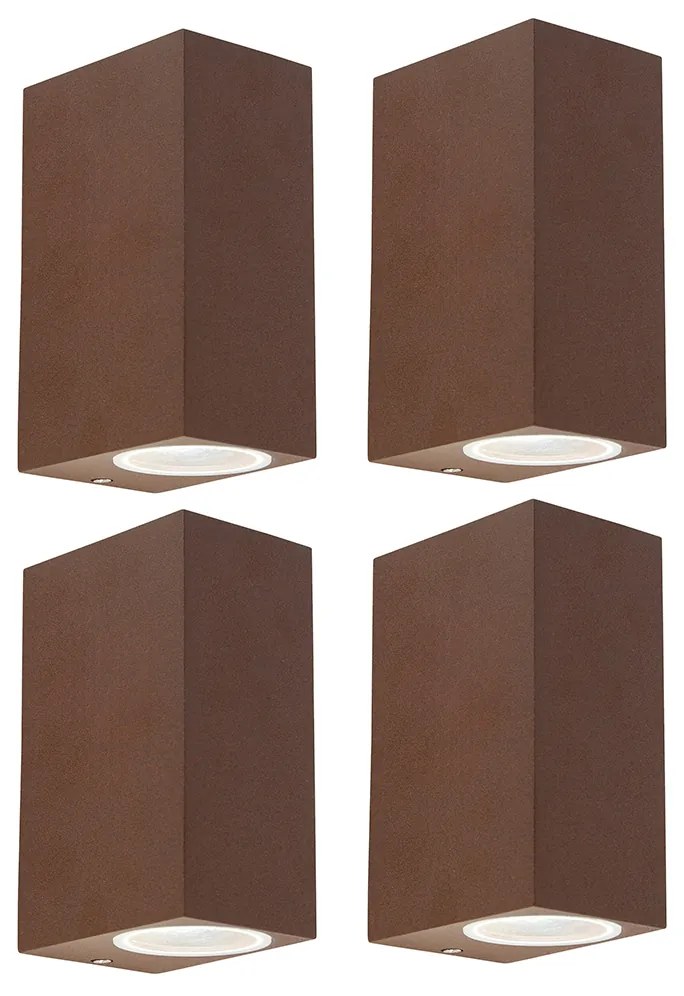 Set van 4 wandlampen roestbruin 2-lichts IP44 - Baleno