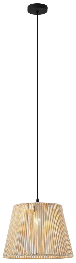 Buiten hanglamp zwart met beige kap van touw IP44 - CavaJapandi Minimalistisch E27 IP44 Buitenverlichting rond
