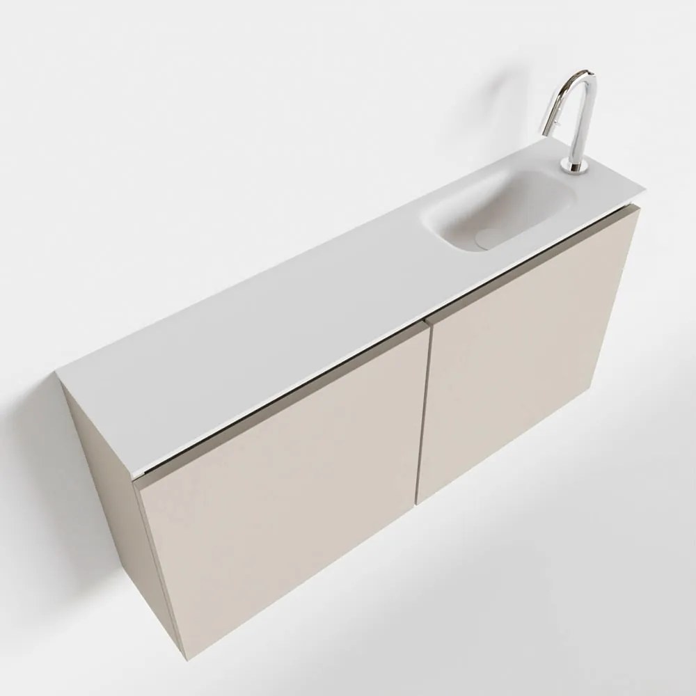 Mondiaz Ture 100cm toiletmeubel linen met wastafel talc rechts 1 kraangat